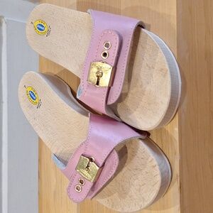Vintage Dr Scholl's Wood Original Italy 7 Pink